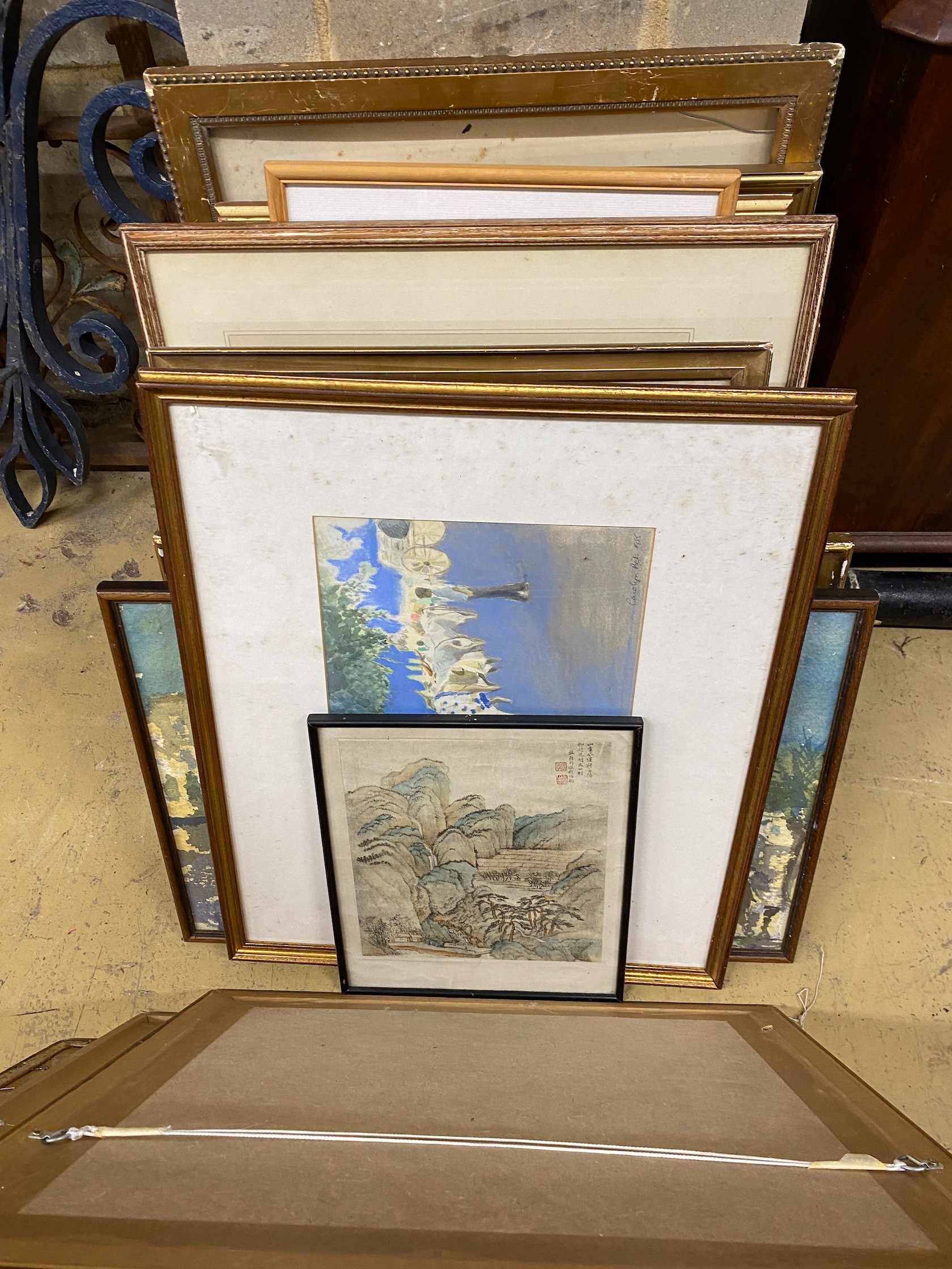 A quantity of assorted watercolours, prints and plaques